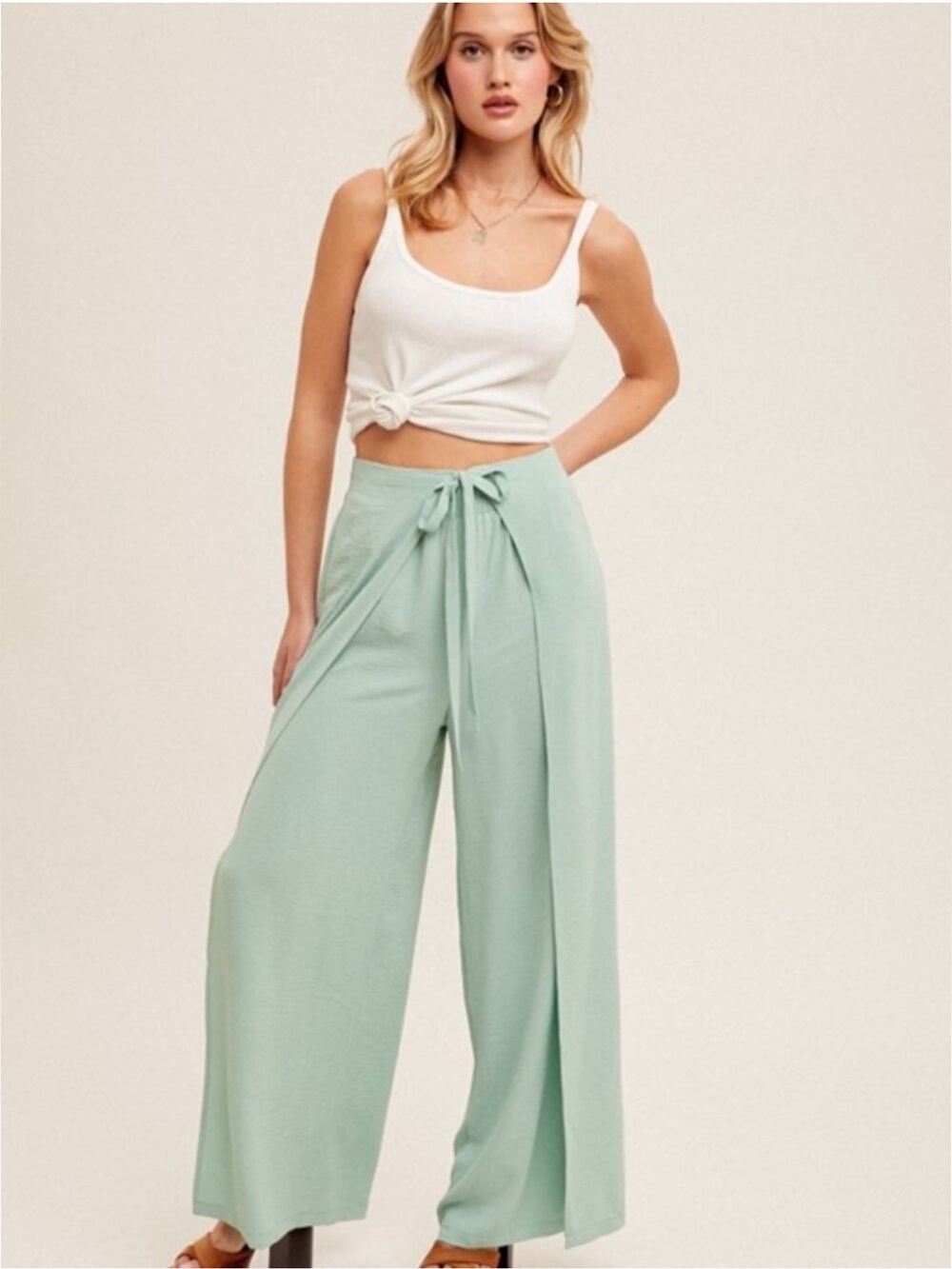 Hem & Thread Seafoam Green Wide Leg Pants